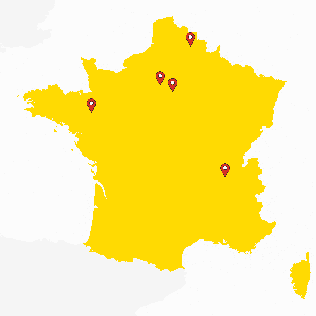 Carte des top 5 centres de tri de La Poste.