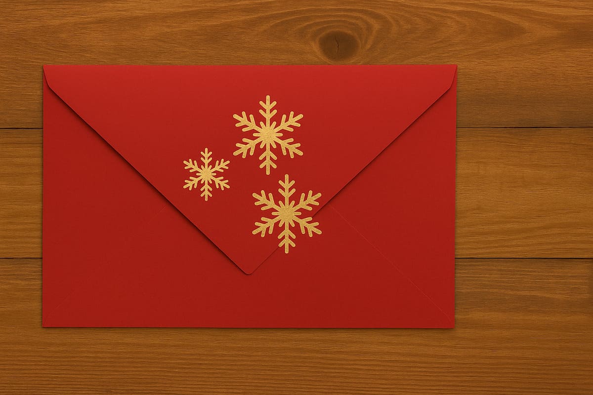 Image d’une enveloppe rouge et dorée classique.